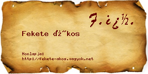 Fekete Ákos névjegykártya